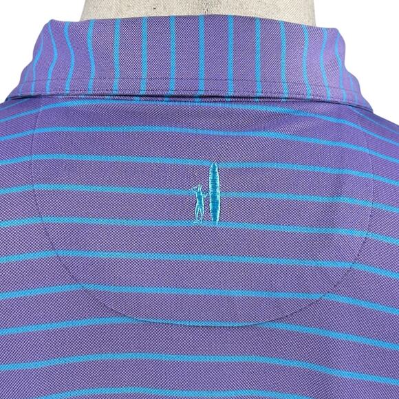 Johnnie-O Polo Shirt Men’s Medium Purple Blue Striped Stretch Performance Golf - Picture 6 of 11